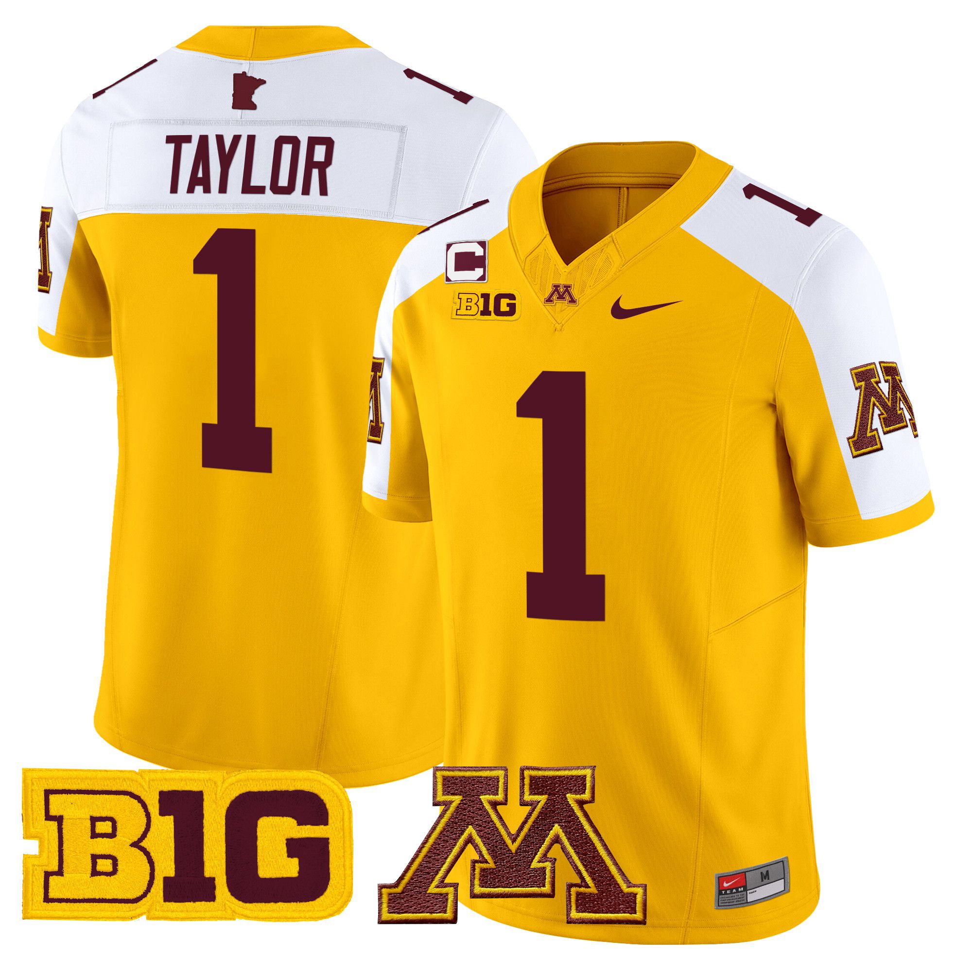 Men Minnesota Golden Gophers #1 Taylor Yellow Nike 2024 Vapor Limited NCAA Jersey